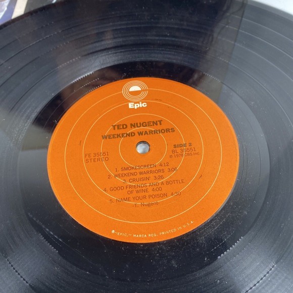 Ted Nugent - Weekend Warriors Vinyl LP - 1978 First Press - Epic FE 35551 - Picture 7 of 9